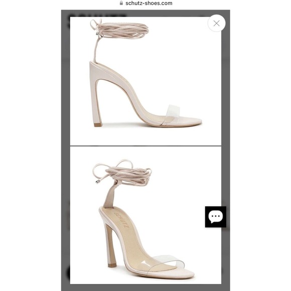 Schutz Beige Jessie Vinyl & Nappa Leather Heel Sandals NEW Size 7.5 B - Picture 4 of 5